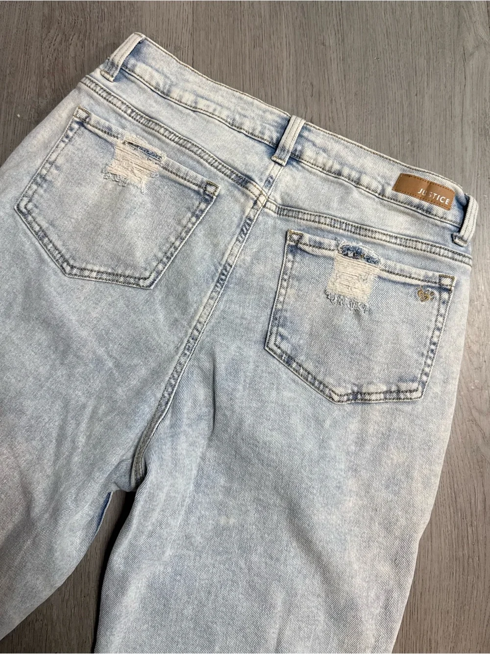 •JUSTICE• DISTRESSED MINI MOM JEANS